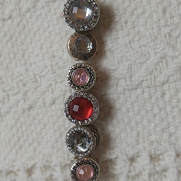 6 Beads Rhinestones Vintage for your bracelet pink, red & clear - Picture 1 of 5